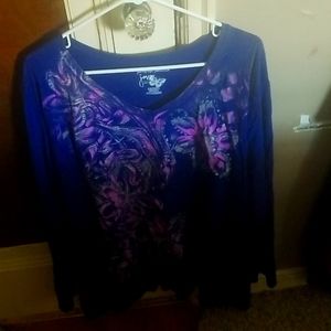 Blue and pink butterfly design shirt size 5x